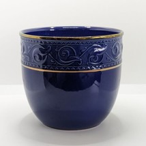 Scheurich Keramik German Pottery Planter, 810-18, Blue &amp; Gold, Vintage  - £26.23 GBP