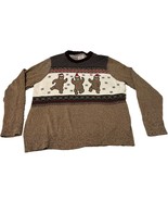 St. John’s Bay Santa Dancing Bears Crewneck Brown Sweater Size XL Vintage - $36.72