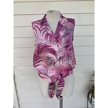 Tommy Bahama Top 100% Silk Hawaiian Floral Crop Tie Front Top Pink Leaf ... - $466.73 MXN