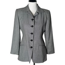 Mary Mcfadden Womens Blazer Black White Single Breasted Suit Jacket Size 6 - £27.19 GBP
