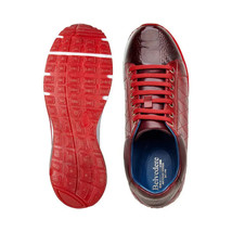 Belvedere Sacco Genuine Ostrich,Italian Calf Leather Sneaker Burgundy E25 image 3