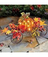 Solar Lighted Pumpkin Stage Coach Wagon Thanksgiving Halloween Fall Home... - $39.41 CAD