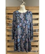 LOFT Blue Paisley Long Sleeve Knee Length Stretch Rayon Dress Size Small... - $225.18 MXN