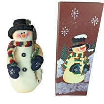 Vintage Christmas Snowman Plush u 11 in Weighted Hand Painted Collectible Gift B - $33.99