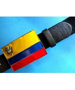EQUADOR Flag Epoxy buckle &amp; Black Bonded leather Belt (30&quot;- 50&quot; Size) - $17.50 CAD