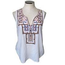 Given Kale Embroidered V-Neck Sleeveless Blouse White Size Large -Chest 20” - $23.15