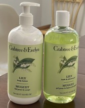 Crabtree &amp; Evelyn Lily Bath Shower Gel &amp; Body Lotion Set 16.9 oz each - £29.61 GBP