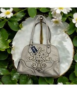 Guess Satchel Tote Bag Stone/ Off White Embellished Gold Silver Skulls - £48.20 GBP