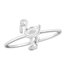 Spirit Animal Graceful Flamingo Charm Sterling Silver Band Ring-7 - £9.38 GBP