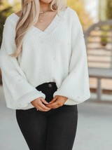 Pol Vneck Pearl Sweater Size L - $33.66