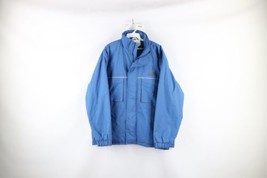 Vintage 90s Ocean Pacific Mens Medium Spell Out Fleece Lined Surfing Jacket Blue - £54.08 GBP