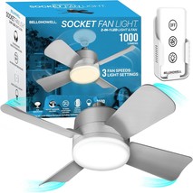 Socket Fan Light Original C Warm Light Ceiling Fans With Lights And Remote, - £36.37 GBP