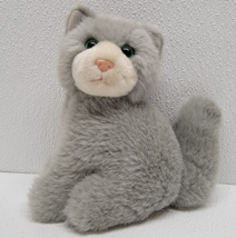 Vintage ASPCA 24K Cat Plush Gray Stuffed Toy Green/Blue Eyes Animal Sitting - £18.13 GBP