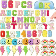 56 Pieces Self Adhesive Chenille Letters Patches Cute Chenille Embroidered Patch - £25.53 GBP