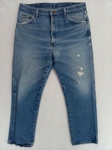 Vintage Rustler Sz 38&quot; Waist Men&#39;s Distressed  Blue Denim Jeans High-Rise Cotton - £9.10 GBP