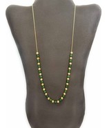 6.5mm Nephrite Jade &amp; Hollow Gold Floating Bead Necklace 14k Gold As Is - £398.95 GBP