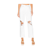 Good American Good '90s Duster Natural Fray White Jeans Distressed Size 8 - $79.30