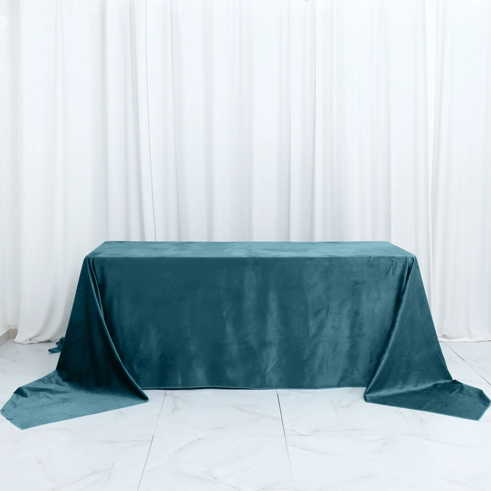 Teal Green - 90&quot; x 156&quot; Premium Velvet Rectangle Tablecloth Wedding Party - £68.11 GBP