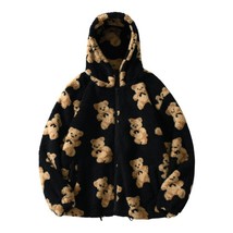 Oversized Sherpa Jacket for Women Men Fuzzy Fleece Teddy  Print Coat Zip Up Long - £132.26 GBP