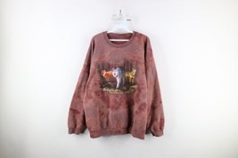 Vintage 90s Streetwear Mens XL Acid Wash Woodland Predators Wolf Fox Sweatshirt - £46.70 GBP