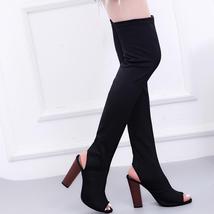 Women Stretch Faux Slim Peep Toe High Boots Over The Knee Boots High Heels Shoes - £55.36 GBP