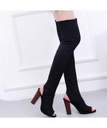 Women Stretch Faux Slim Peep Toe High Boots Over The Knee Boots High Hee... - £56.09 GBP