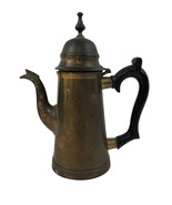 Brass Coffee Tea Pot Black Handle Hinged Lid India Spout Vintage Collect... - $24.75