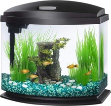 Fish Aquarium Starter Kit w Elevated Base Fish Food Hood w Led Water Con... - £82.74 GBP