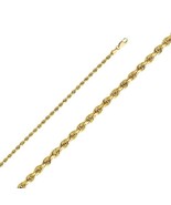 Genuine 14k Yellow Gold 3mm Diamond-cut Solid Rope Chain 7.5&quot; Women&#39;s Br... - $689.00