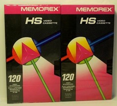  Memorex HS Blank Video Cassettes Lot of 2 VHS 120 High Standard SEALED - £7.05 GBP