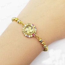 Bracelet Two Kings Beaded Vane CZ 24K Thai Yellow Gold Plated GP 17 Cm. ... - $32.29