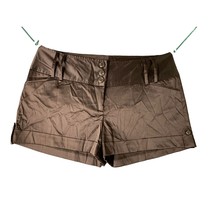 Studio Y Womens Size 13 14 Brown Satin Shorts Cuffed Short - $14.84