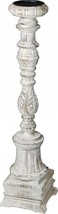 Candleholder Candlestick Distressed Antique White Wood Hand-Carved Carved - $319.00
