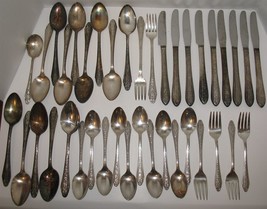 39 Vtg Rogers &amp; Bro Reinforced Plate IS Forks Spoons Knives Silverplate Flatware - £22.58 GBP