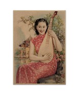 Girl with Pipa Poster Vintage Reproduction Print Music Shanghai Chinese ... - $92.47 MXN+