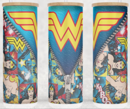Frosted Glass Wonder Woman Super Hero Comic Book Cup Mug Tumbler 25oz - £15.94 GBP
