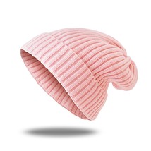 Slouchy Striped Knit Beanie For Women Warm Winter Hat For Men Unisex Cuf... - £14.38 GBP