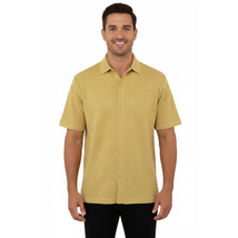 Mens Stacy Adams Italian Style Knit Woven Shirt Short Sleeves 3128 Honey Beige image 8