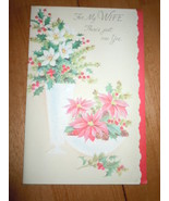 Vintage Norcorss Poinsettia Design For My Wife Christmas Card - $6.79 CAD