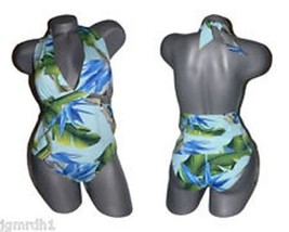 NWT 2BAMBOO swimsuit tankini plunging halter XS 0 2  hawaiian floral 2PC - £20.07 GBP