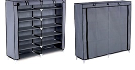Portable 6 Tier Shoe Rack 44&quot;  Closet Storage Organizer Cabinet with Zip - £35.96 GBP