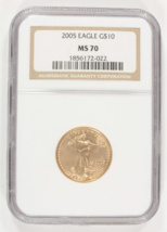 2005 1/4 Oz. G$10 Gold American Eagle Graded by NGC as MS70 - £564.40 GBP