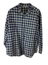 Eddie Bauer 100% Cotton Long Sleeve Button Up Plaid Shirt Blue &amp; Beige￼ XXL - £10.93 GBP
