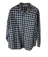 Eddie Bauer 100% Cotton Long Sleeve Button Up Plaid Shirt Blue &amp; Beige￼ XXL - £10.88 GBP