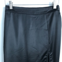 Aritzia Babaton Skirt 2 Black Satin Pencil Straight Front Slit Knee Length Basic - £18.56 GBP
