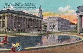 Public Library from Voorhees Pool Civic Center Denver Colorado CO Postcard C13 - £2.32 GBP