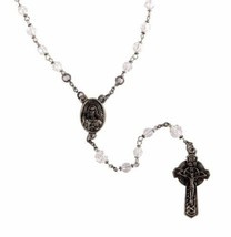 BEAUTIFUL SACRED HEART OF JESUS ROSARY WITH GLASS BEADS IN LEAD FREE PEWTER - $29.99