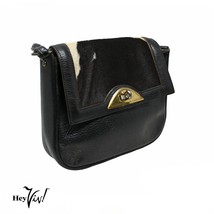 Vintage Black White Pony Hair Leather Small Shoulder Bag Purse Handbag -... - £29.89 GBP