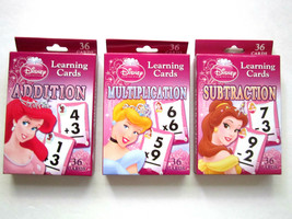 DISNEY PRINCESS SUBTRACTION,ADDITION,MULTIPLICATION LEARNING CARD SETS NEW - £6.22 GBP