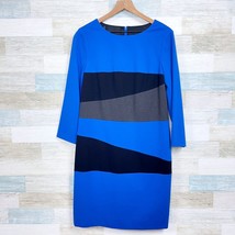 CARLISLE Colorblock Ponte Sheath Dress Blue Black Long Sleeve Career Womens 12 - $108.89